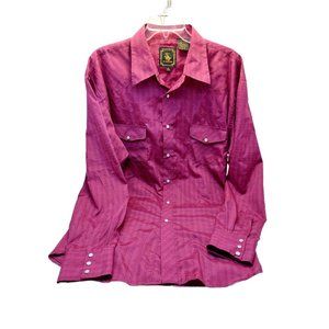 West Advanture Mens Pearl Snap Western Cowboy Red Striped Long Sleeve XL